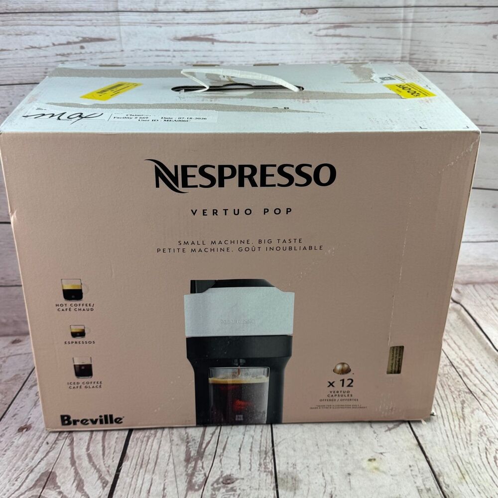 Breville Nespresso Vertuo Pop BNV120WH Coffee Maker 1500W Coconut White